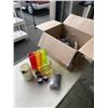 Image 1 : BOX OF DECORATIVE ITEMS - VASES, SAND, ROCKS