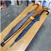 Image 2 : SOLID WOOD CANE, 2 AS NEW UMBRELLAS, DECORATIVE VASE