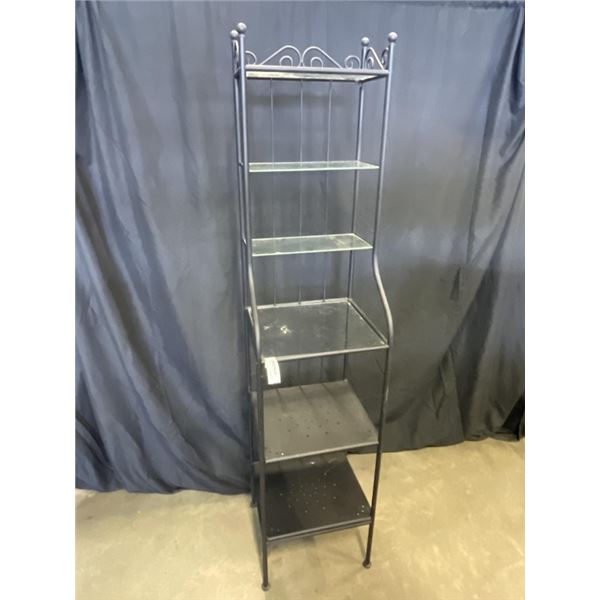 6FT METAL WITH GLASS SHELF BAKERS RACK, 16 INCH WIDE