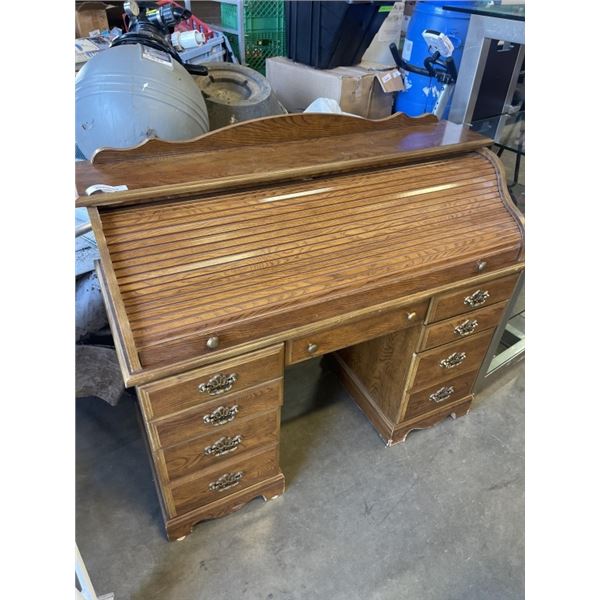 OAK ROLL TOP DESK