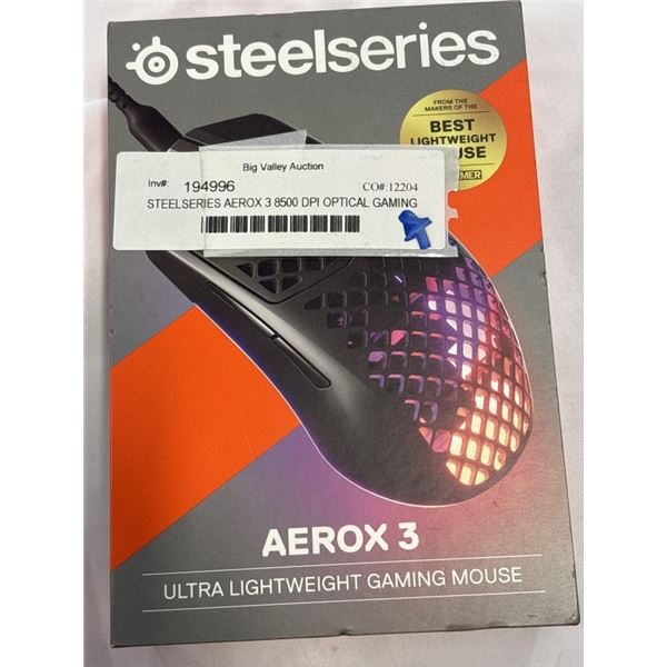 STEELSERIES AEROX 3 8500 DPI OPTICAL GAMING MOUSE - TESTED WORKING