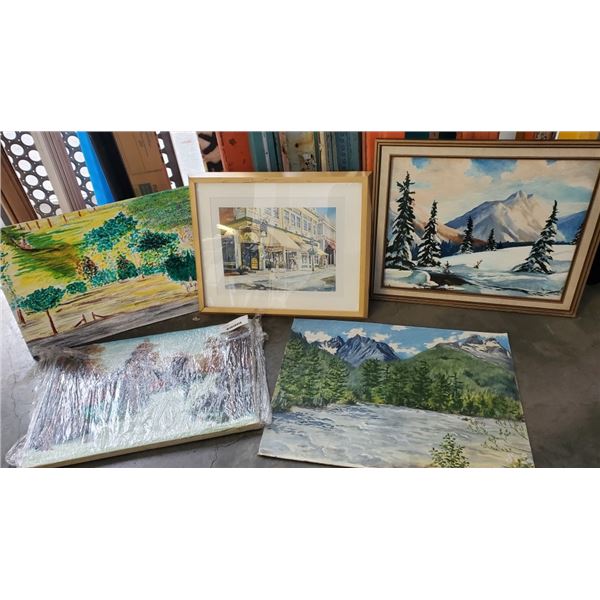 4 PAINTINGS AND ONE PRINT