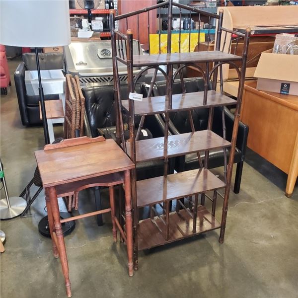 BAMBOO SHELF AND TELEPHONE TABLE