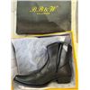 Image 2 : NEW MENS HALF ZIP COWBOY ANKLE BOOTS, BLACK SIZE 8