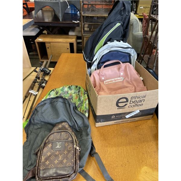 6 BACKPACKS ONE IS LOUIS VUIITTON