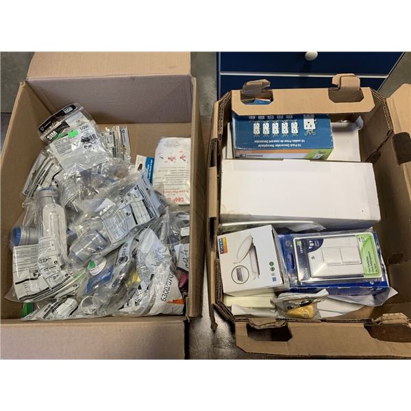 2 BOXES OF ASSORTED NEW ELECTRICAL ITEMS