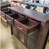 Image 2 : WOODWORKS SOLID WOOD SERVING CABIET WITH 3 DRAWERS AND GLASS DOORS, 63 INCH WIDE, 52 INCH TALL