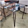 Image 1 : MODERN GLASS TOP DINING SET WITH 4 WROUGHT IRON SWIVEL PADDED CHAIRS