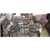 Image 8 : MODERN GLASS TOP DINING SET WITH 4 WROUGHT IRON SWIVEL PADDED CHAIRS