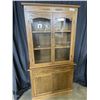 Image 2 : 2PC OAK DISPLAY CABINET, GLASS DOORS, 39 INCH WIDE, 72 INCH TALL