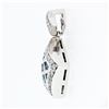 Image 5 : 14k White Gold 1.42 ctw Blue & White Diamond Geometric Dual Square Dangle Pendan
