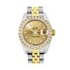 Image 2 : Rolex Ladies 18K Gold And Steel Champagne Index Diamond Bezel Hidden Clasp Datej