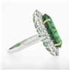 Image 5 : QUALITY Platinum 18k Gold 17.34 ctw AGL Large Oval Emerald & Diamond Halo Ring