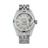 Image 2 : Rolex Ladies Quickset Silver Dial 18K White Gold Diamond And Emerald Datejust