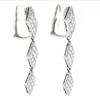 Image 4 : 18k White Gold 6 ctw Pave VVS E Diamond Graduated Drop Square Dangle Earrings
