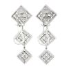 Image 6 : 18k White Gold 6 ctw Pave VVS E Diamond Graduated Drop Square Dangle Earrings
