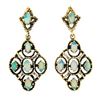 Image 1 : Vintage Victorian Revival 14k Gold Opal Beaded Open Work Drop Dangle Earrings
