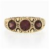 Image 4 : Antique Victorian 14k Gold 1.80 ctw Bezel Rhodolite Garnet Textured Repousse Rin
