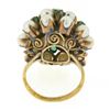 Image 6 : Antique 8k Yellow Gold Round Pearl & Green Chalcedony Prong Cluster Pyramid Ring
