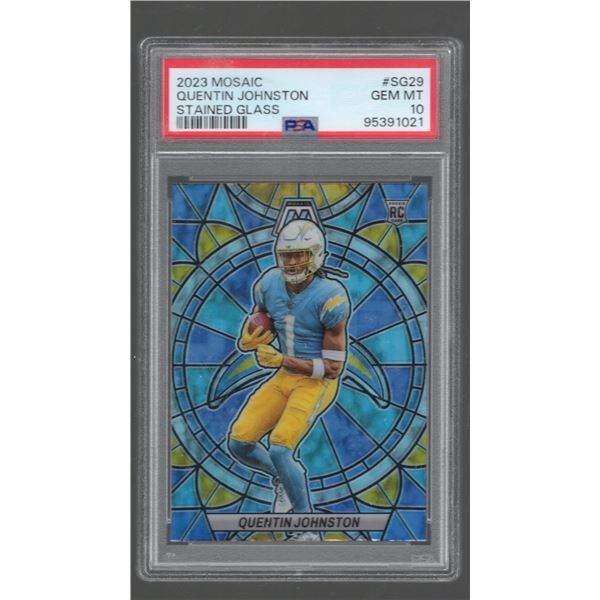 Quentin Johnston Stained Glass SP Case Hit RC 2023 Mosaic #SG29 PSA 10