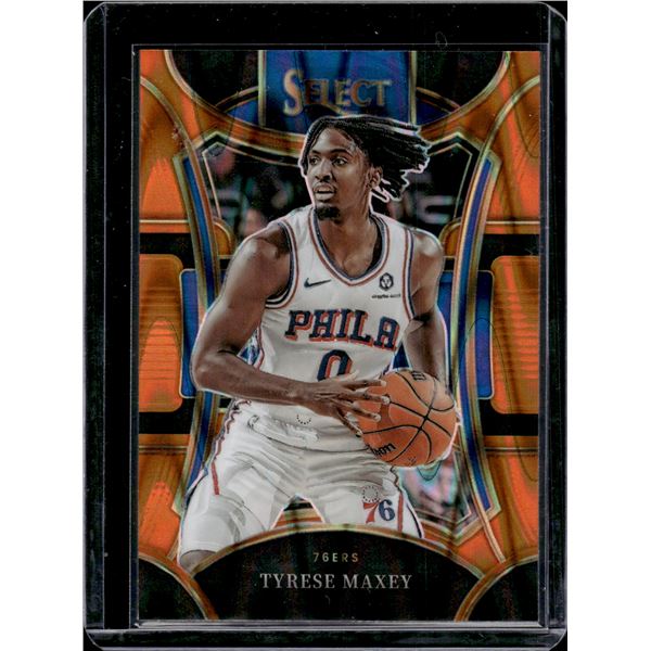 Tyrese Maxey Orange Tectonic Prizm 2023-24 Panini Select #357