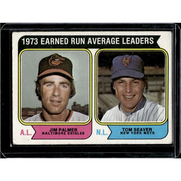 1973 ERA Leaders Jim Palmer & Tom Seaver 1974 Topps #206
