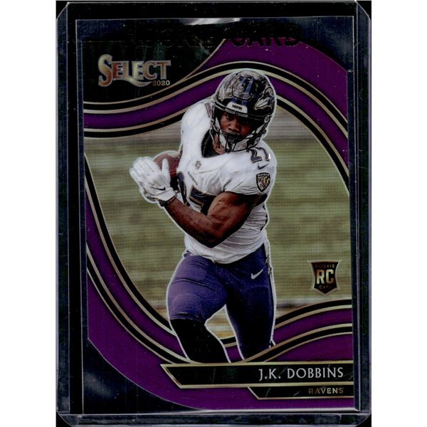 JK Dobbins Field Level Purple Prizm Die Cut RC 2020 Select #352