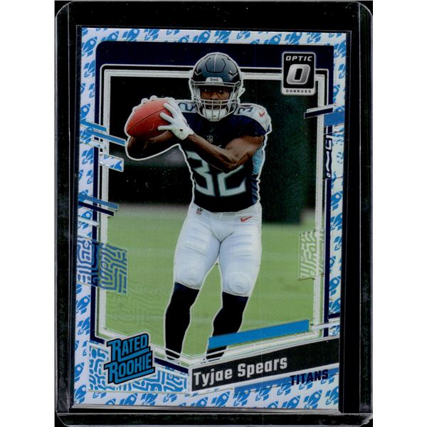 Tyjae Spears Rocket Emoji RC SSP 2023 Donruss Optic #297