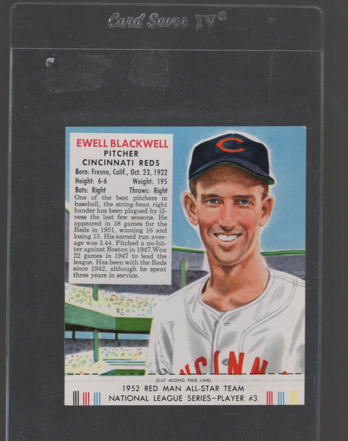 Ewell Blackwell 1952 Red Man Tobacco With Tab