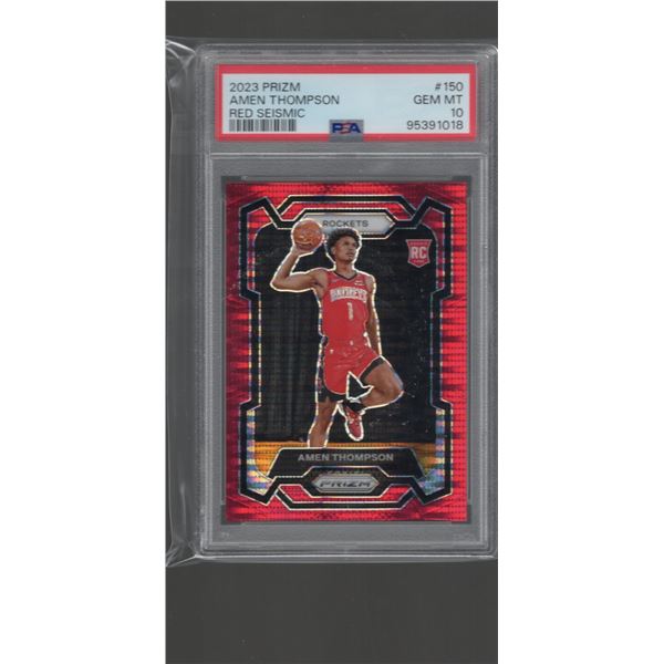 Amen Thompson Red Seismic RC /299 2023-24 Panini Prizm #150 PSA 10