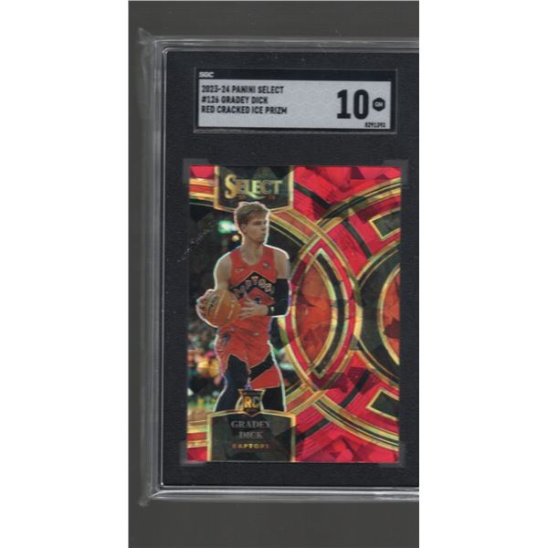 Gradey Dick Red Cracked Ice RC 2023-24 Panini Select #126 SGC 10