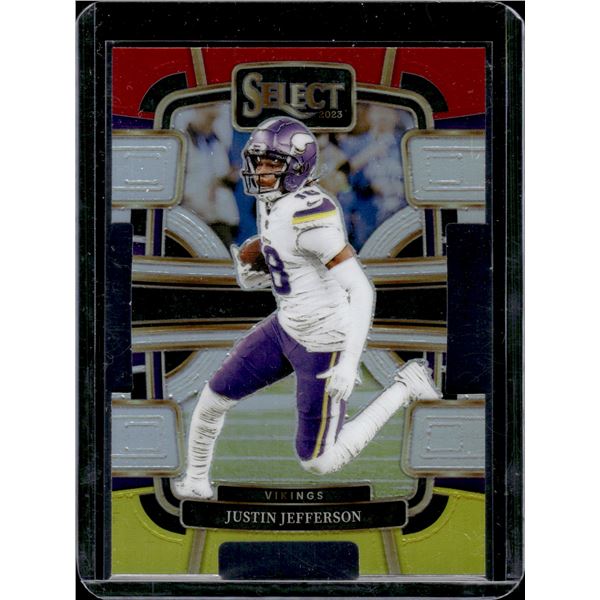 Justin Jefferson Red/Yellow Prizm Die Cut 2023 Select #65