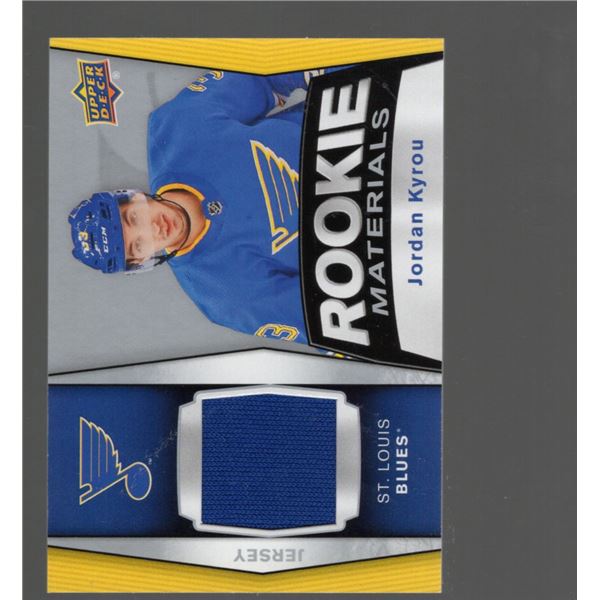 Jordan Kyrou Player Worn Rookie Patch 2018-19 Upper Deck #RM-KY