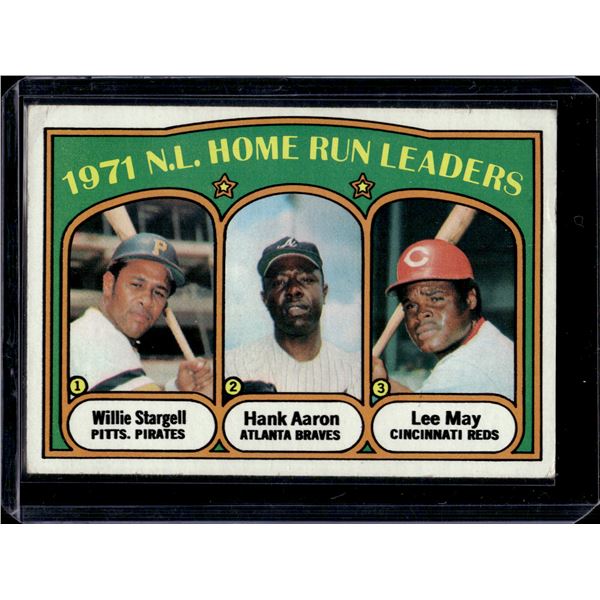 1971 NL HR Leaders Stargell, Aaron, May 1972 Topps #89