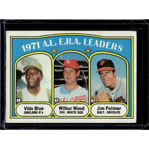 1971 AL ERA Leaders Blue, Wood, Palmer 1972 Topps #92