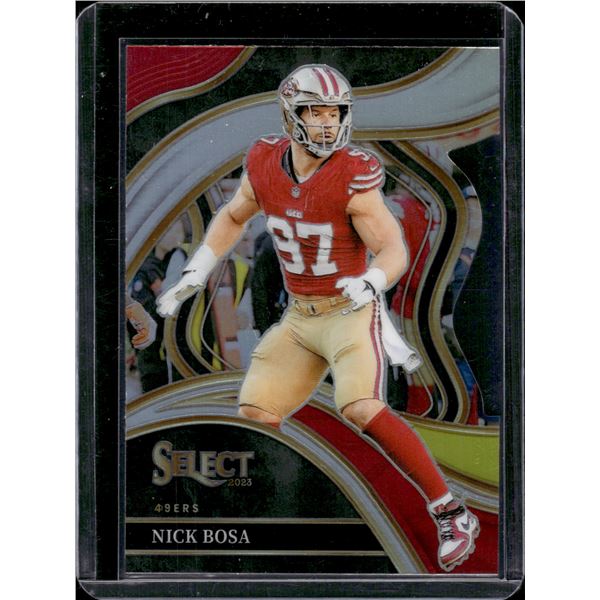 Nick Bosa Red/Yellow Prizm Club Level Die Cut 2023 Select #230