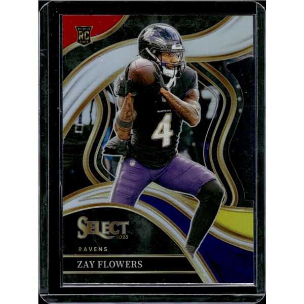 Zay Flowers Red/Yellow Prizm Club Level Die Cut RC 2023 Select #201