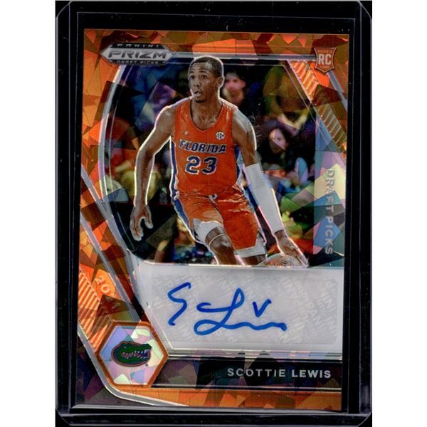 Scottie Lewis Orange Cracked Ice RC Auto 2021 Prizm Draft Picks #DP-SLE