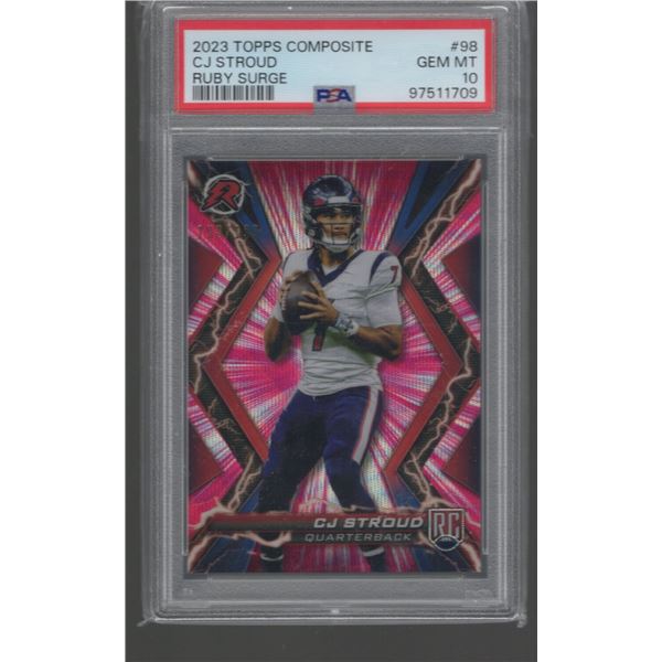 CJ Stroud Ruby Surge RC /199 2023 Topps Composite #98 PSA 10