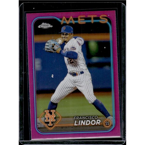 Francisco Lindor Pink Refractor 2024 Topps Chrome #137