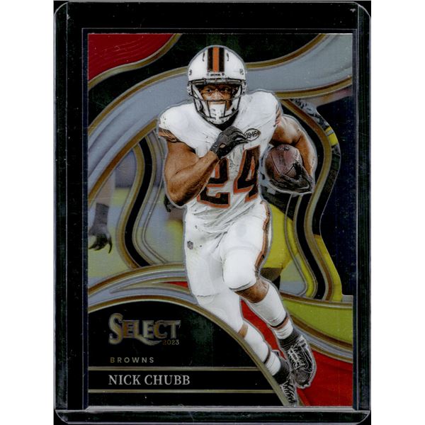 Nick Chubb Red/Yellow Prizm Club Level Die Cut 2023 Select #229