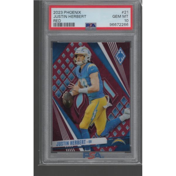 Justin Herbert Red /199 2023 Panini Phoenix #21 PSA 10
