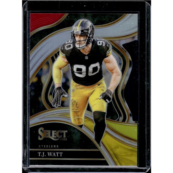 TJ Watt Red/Yellow Prizm Club Level Die Cut 2023 Select #217
