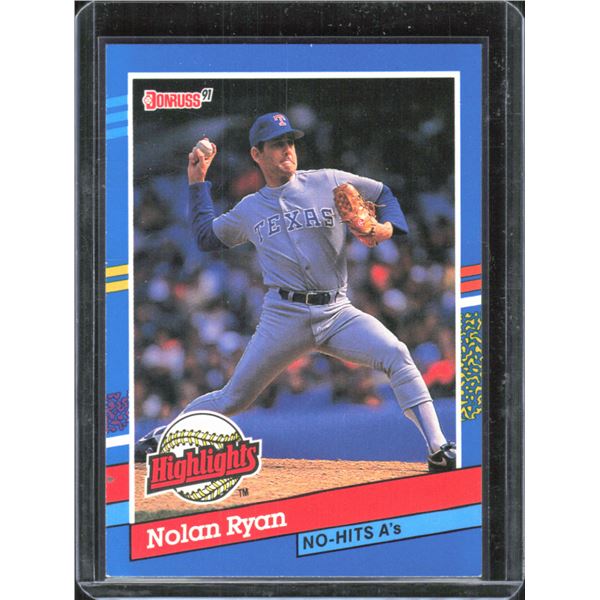 Nolan Ryan highlights no hits A's 1991 Donruss.