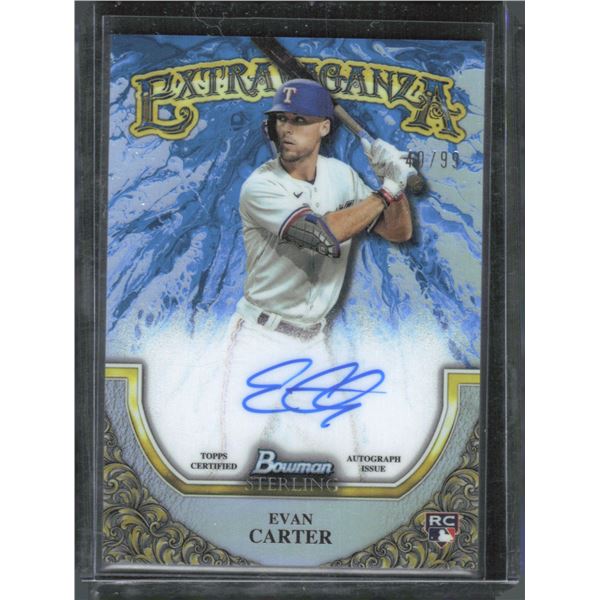 Evan Carter Extravaganza On Card RC Auto /99 2024 Bowman Sterling #SEA-EC