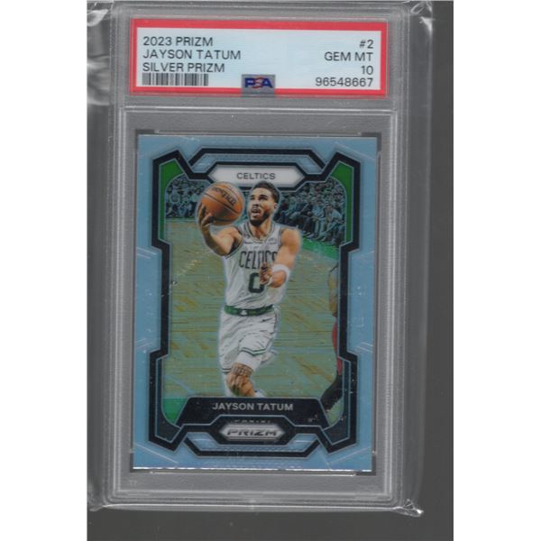 Jayson Tatum Silver Prizm 2023-24 Prizm #2 PSA 10