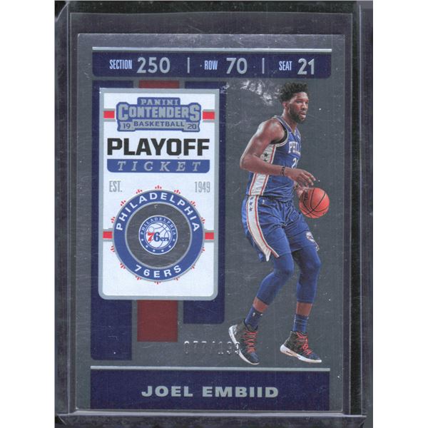 Joel Embiid Playoff Ticket /199 2019-20 Contenders #45
