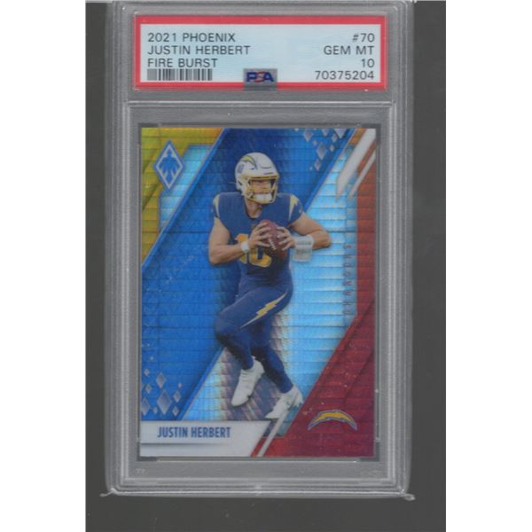 Justin Herbert Fire Burst 2021 Phoenix #70 PSA 10