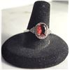 Image 1 : 6)  SILVER TONE WITH CENTRE RED CZ SURROUNDED BY