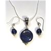 Image 1 : 15)  NATURAL ROUND LAPIS LAZULI PENDANT ON 18" SN